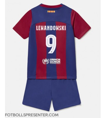 Barcelona Robert Lewandowski #9 Hemmatröja Barn 2023-24 Kortärmad (+ korta byxor)